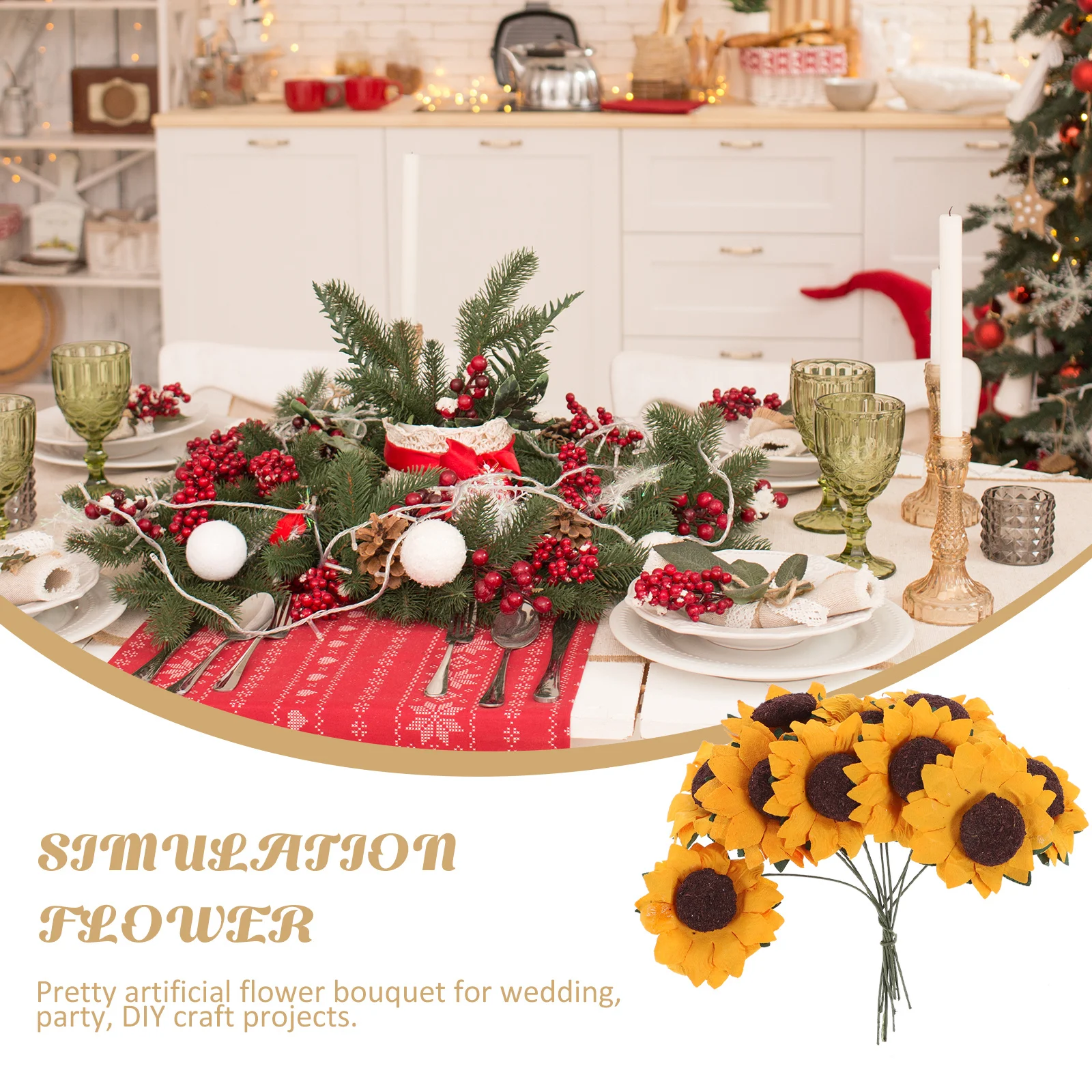 

Artificial Sunflower Bouquet for Wedding Decor Simulation Flowers Fake Flower Arrangement Home Party Decoration