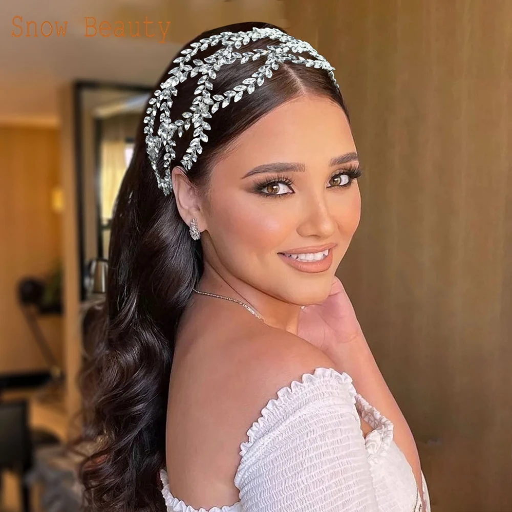 DZ008 Luxury Wedding Headband Rhinestone Bridal Headpieces for Women and Girls Hair Accessories Bride for Birthday Party Pageant