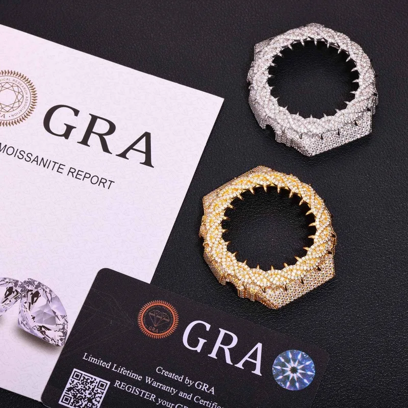 Full of VVS Moissanite Thorn Case, Heavy Industry Ice Hip-hop Style Watch Modification Ring