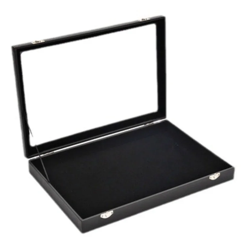 Black Jewelry Box Jewelry Necklace Ring Earrings Bracelet Antique Plaid Storage Display Box Dust-proof Glass with Lid