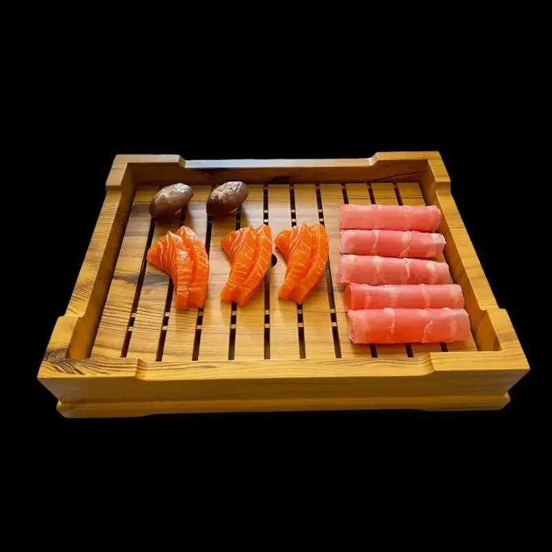 

Dry Ice Tableware Imitation Wood Grain Disc Sushi Tray Melamine Plate Sashimi Trays Ice Tray Japanese Tableware