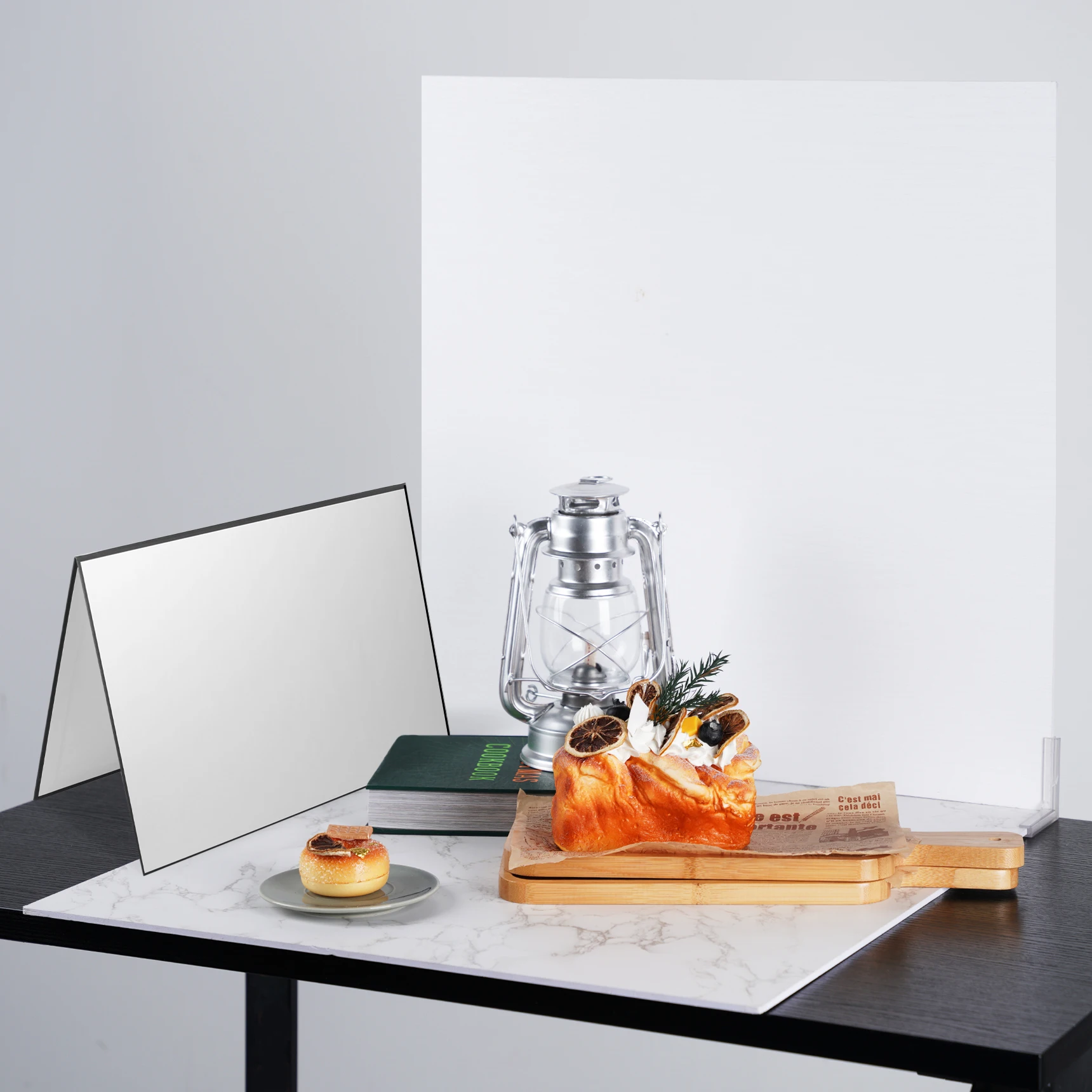 Selens 2-IN-1 42x30 سنتيمتر A3 عاكس قابل للطي من الورق المقوى * 2 + 60x60 سنتيمتر لوحة خلفية محكم على الوجهين * 2 للحياة الساكنة والمنتج والغذاء