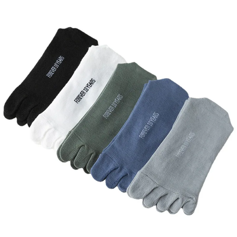 5 Pairs Summer Five Finger Socks for Men Thin Cotton Toe Socks with Separate Fingers Low Cut Ankle Sports Socks High Quality