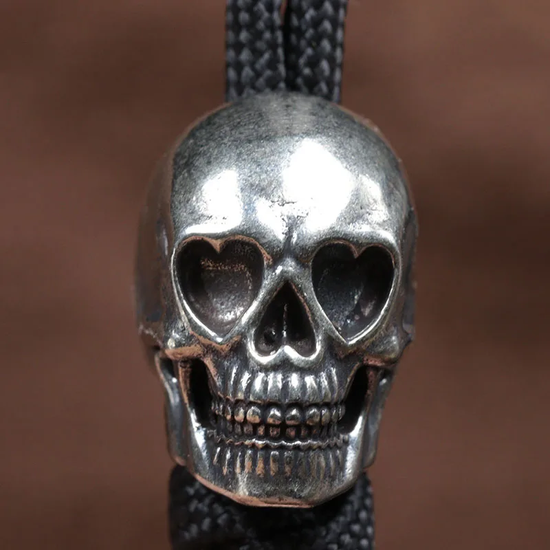 Aşk Gözler Kafatası Kafa Pirinç Bıçak Boncuk EDC Açık DIY Paracord El Yapımı Dokuma Kordon Kolye Aksesuarları Punk Bilezikler Takılar