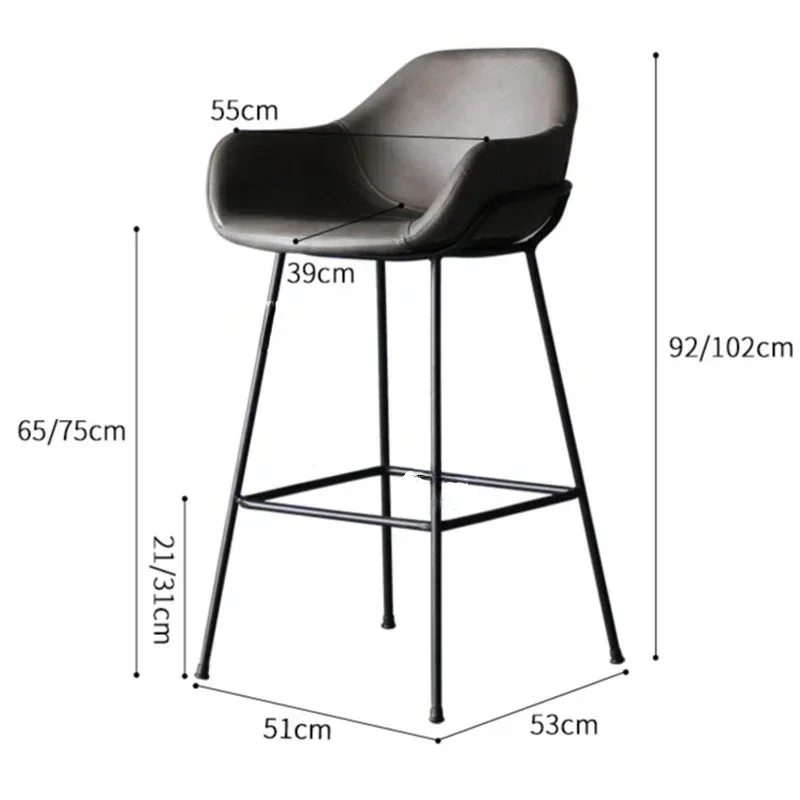 New Nordic Wrought Iron Bar Chair for Kitchen Furniture Luxury Home Cafe Counter Bar Stool Simple Leisure High Stool D