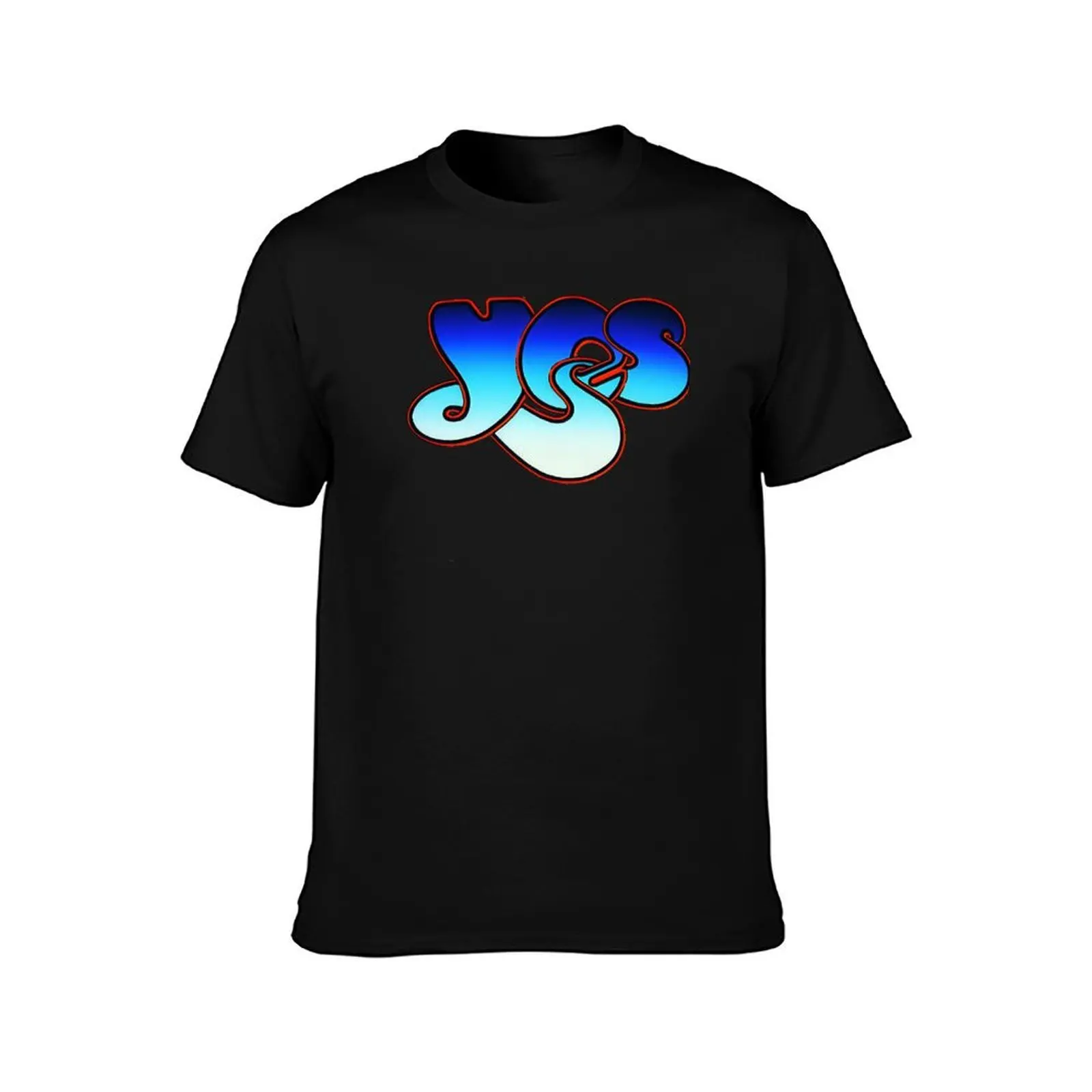 Blue Yes Logo T-Shirt, Summer Casual Cotton Tee, Oversized Streetwear Tops, Vintage Graphic Print, Loose Fit Short Sleeve