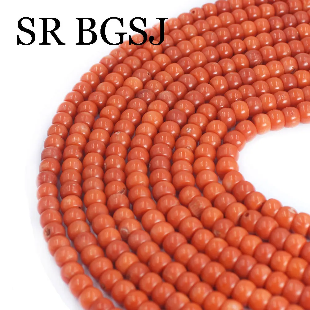 תכשיטי עמוד רונדל בגודל 4x6 מילימטר לעשייה עצמית, חופשיים, טבעיים, קטנים, מרווחים, וינטאג' קשי, כתום, ים, במבוק, קורל, חרוזים 15