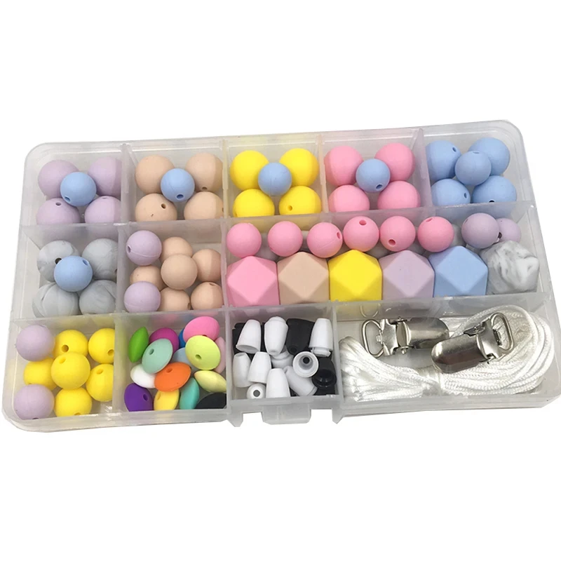 

ABCPICK DIY Crafts Set Pacifier Clips Toy Safe And Natural Silicone Beads Necklace Pendants Jewelry Making Handmade Accessories