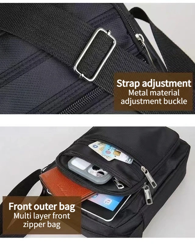 Geschäftsreise Herren-Umhängetasche Wasserdichte und Verschleißfeste Schultertasche Multifunktionaler Kleingeld-Rucksack – Detail 12