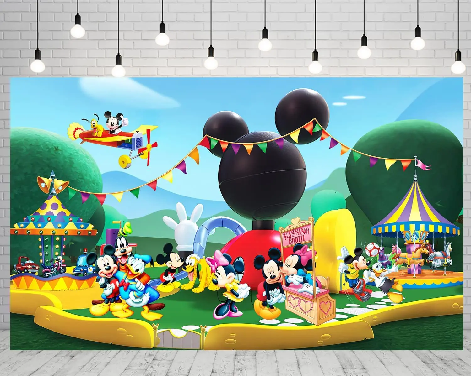 Disney Cartoon Mickey Minnie Mickey Mouse Background Happy Birthday Party Baby Shower Decoration Banner Photography Props