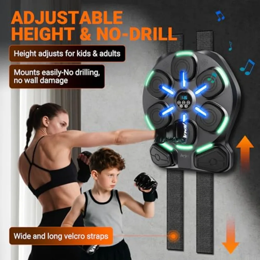 آلة ملاكمة موسيقية كبيرة الحجم للبالغين مع زوجين من القفازات آلة تثقيب جدارية للتجميل في صالة الألعاب الرياضية المنزلية للقلب #5