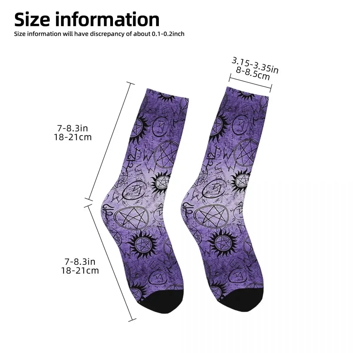 Supernatural Purple Socks Harajuku Sweat Absorbing Stockings All Season Long Socks Accessories for Man\'s Woman Birthday Present