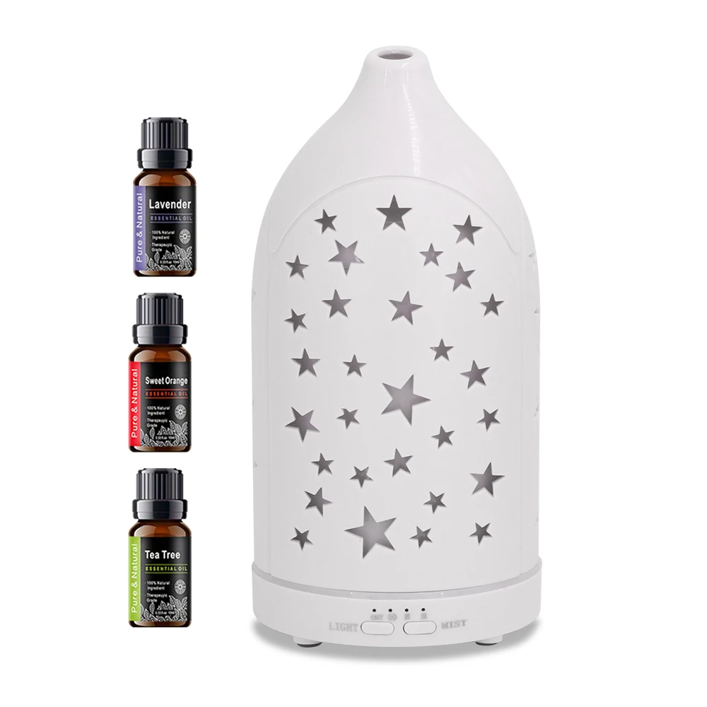 

Essential Oil Diffuser with 7 LED Colors Star Hollow Design, Quiet Ultrasonic, Auto Shutdown