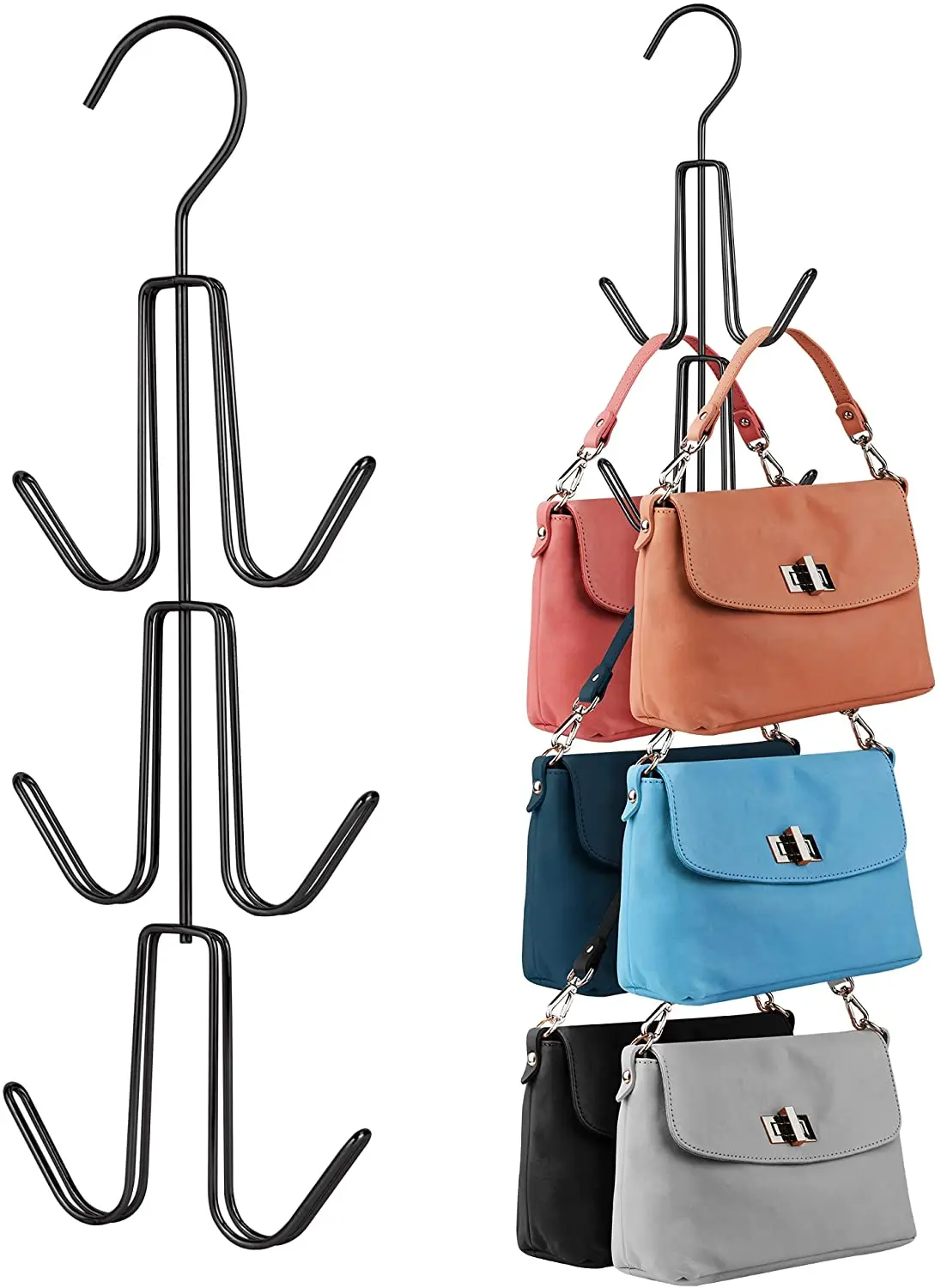 

Purses Handbags Hangers Sturdy Metal Space Saving Hangers Bags Handbags Tank Tops, Scarfs Storage Organizer Closet Organization