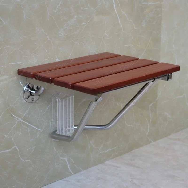 Multipurpose Foldable Wall Mount Wood Stool Bathroom Shower Seat Wall Hanging Bench for Shower Living Room Shoe Changing