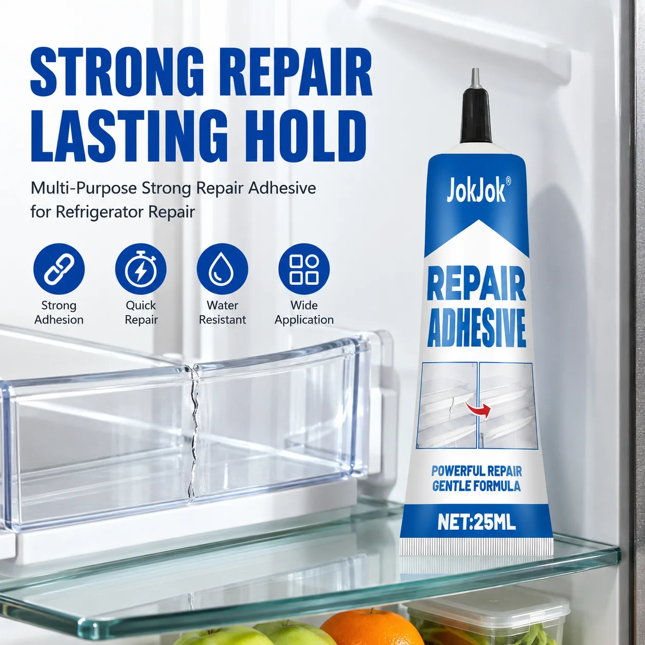 Refrigerator Repair Glue Cold Resistant Waterproof Adhesive for Fridge Drawer Door Seal Quick Drying for Plastic Glass 25ML