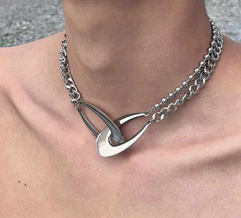 

Y2K Geometric Irregular Necklace Female Cool Ins Personality Exaggerated Collarbone Chain Choker Collar Chain Male