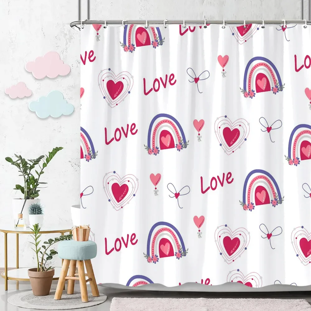 

Красивая занавеска для душа с радужной любовью, идея подарка, богемный принт, полиэфирная ткань, занавеска для ванной, декор для ванной комнаты с крючками