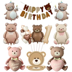 Ensemble de ballons en forme d'ours en peluche marron café, décoration de fête d'anniversaire pour enfants, fête préChristophe, mariage, décor de la journée de Léon