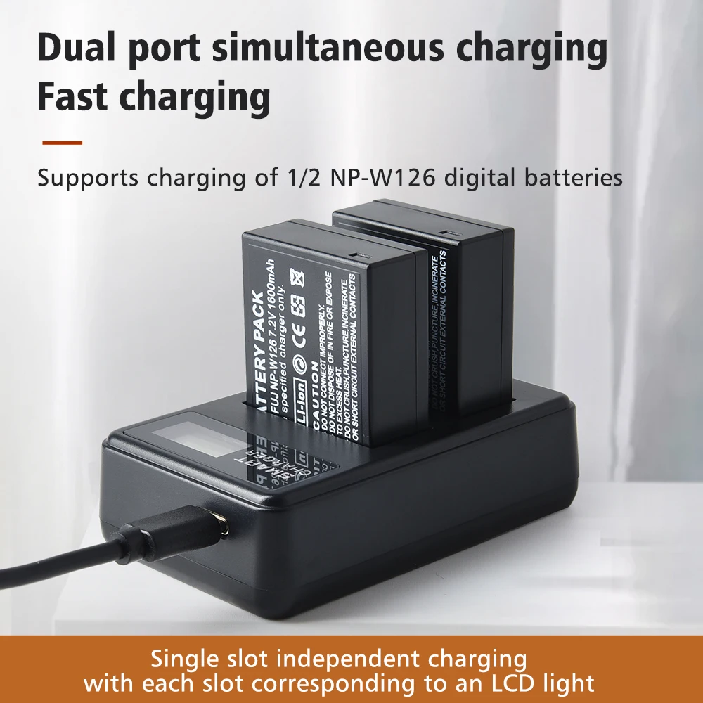 1600mAh NP-W126 NP W126 NP-W126S W126S Battery + LED Dual Charger for Fuji X-Pro1 XPro1 X-T1 XT1,HS30EXR HS33EXR X PRO1