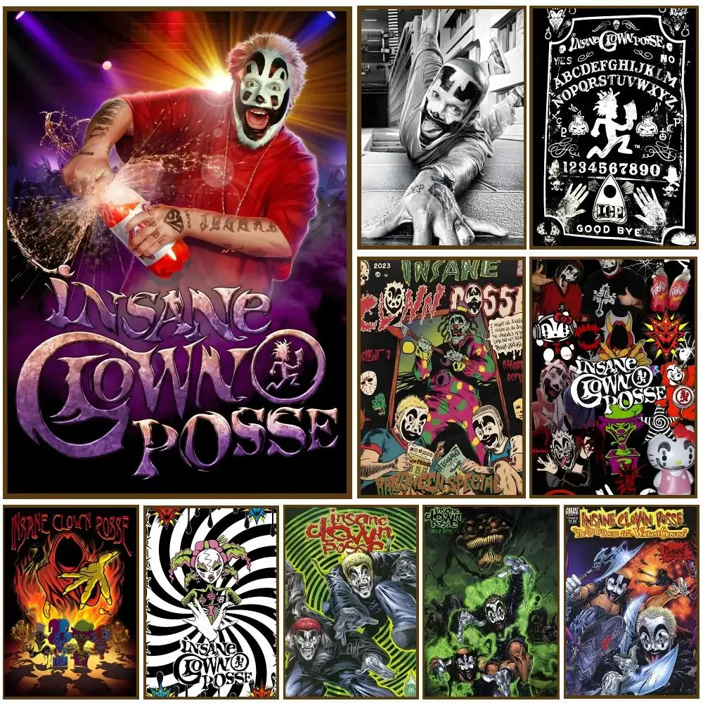 ICP Insane Clown Posse Retro Punk Poster Poster Self-adhesive Living Room Bedroom Party Bar Decor Moisture-proof HD