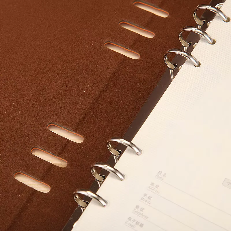 Logo Custom PU Leather A5 Notebook Big A4 Planner Binder Loose leaf Diary Office School Mini A6 Notepad with 6 Rings