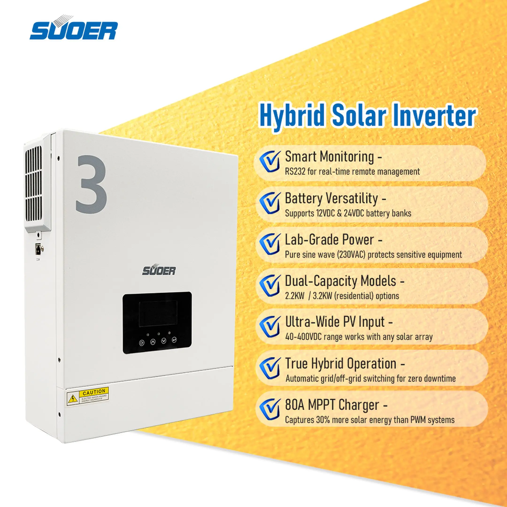 سعر الجملة 3KW 3.2KW 3000W 3200W DC / AC MPPT Inverters Hybrid Solar Inverter لسوق فيتنام