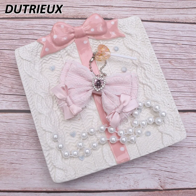 Sweet Cute Accessories for Women Lace Bow Pendants Elegant Handbag Pendant Fashion Jewelry Japanese Lolita Style Key Chains