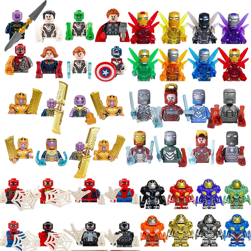 16/56 piece set of superhero Spider Man, Iron Man model assembly, building block toys, humanoid dolls, children's toy gifts