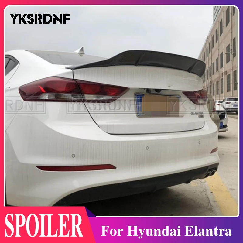 For Hyundai Elantra spoiler 2017 2018 19 High Quality carbon fiber spoiler Car Rear Wing Primer Color rear Trunk tail fin sports