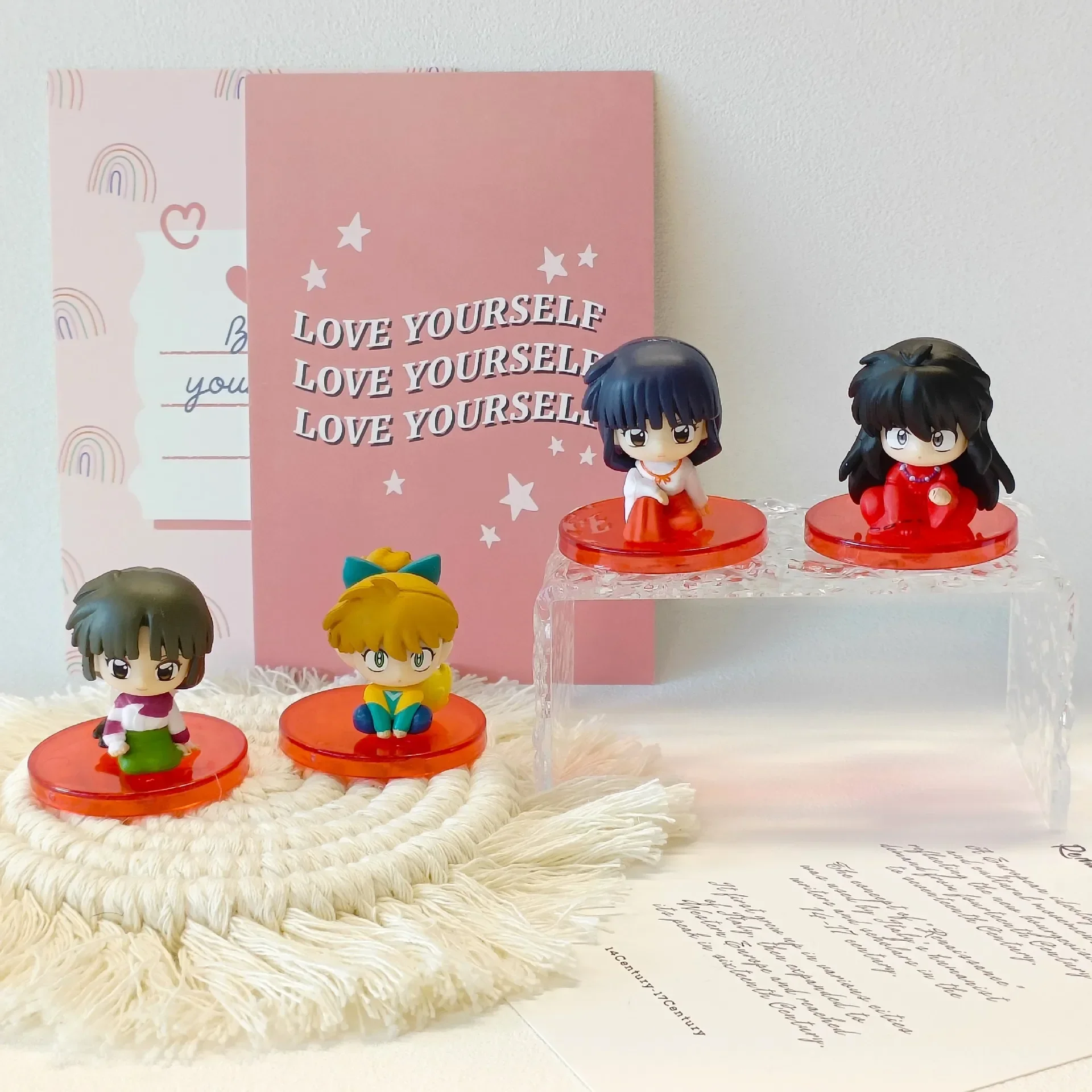 ฟิกเกอร์อนิเมะ อินุยาฉะ ชุด 4 ตัว คิเคียว เซ็ตสึมะรุ ฮิกุราชิ คากุเมะ ตุ๊กตาการ์ตูน ของขวัญสำหรับเด็ก