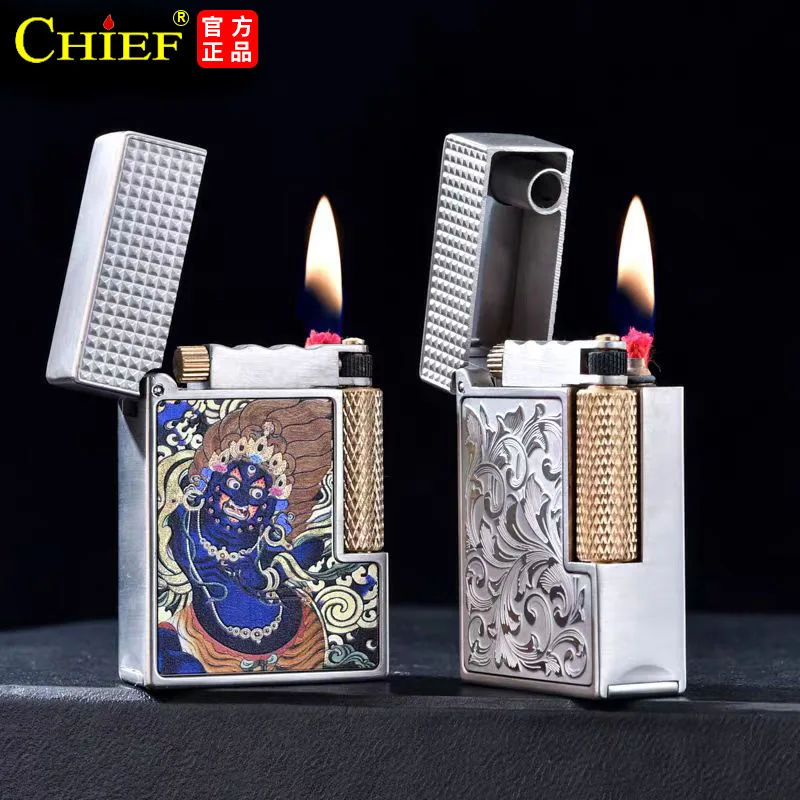 CHIEF Classic Side-sliding Handmade Grinding Wheel Lighter, Exquisite High-quality Retro Oil Machine, Men's Holiday Gift