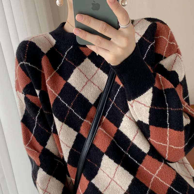 Women Cashmere Sweater Knit Pullovers Casual Loose O-Neck Thick Cashmere Blouse Autumn Winter Women Sweater