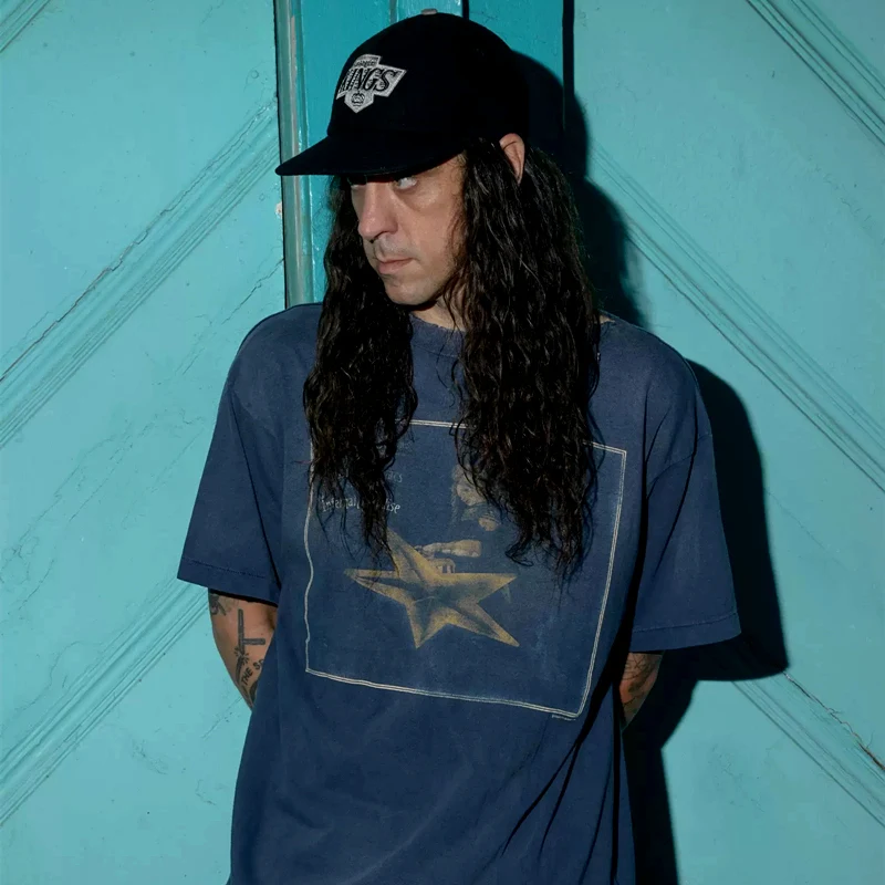 

Футболка Saint of Michael Retro High Street Cactus Collaboration, свободного кроя, с коротким рукавом, мужская, модная, винтажная, из хлопка.