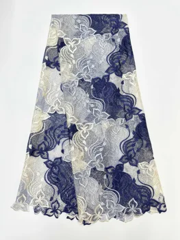 תחרה נייגרנית 5 מטר באיכות גבוהה לבן בד תחרה 2024 רשת עבור שמלת כלה לתפור שמלת כלה תבשיל נשים די בד l1015