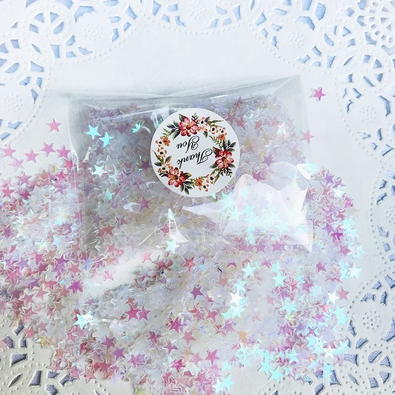 20g Transparent Stars Table Sparkle Confetti Wedding Party Decor Glitter Pink  Iridescent Metallic Stars 6MM