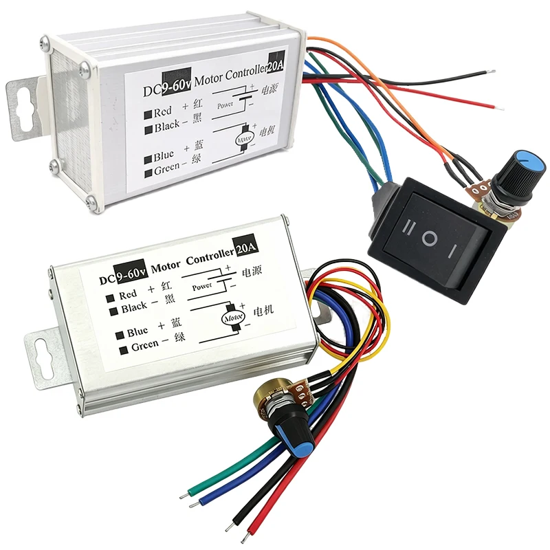 DC9‑60V 20A PWM DC Motor Speed Controller Forward Reverse Switch Adjustable Speed Regulator Governor