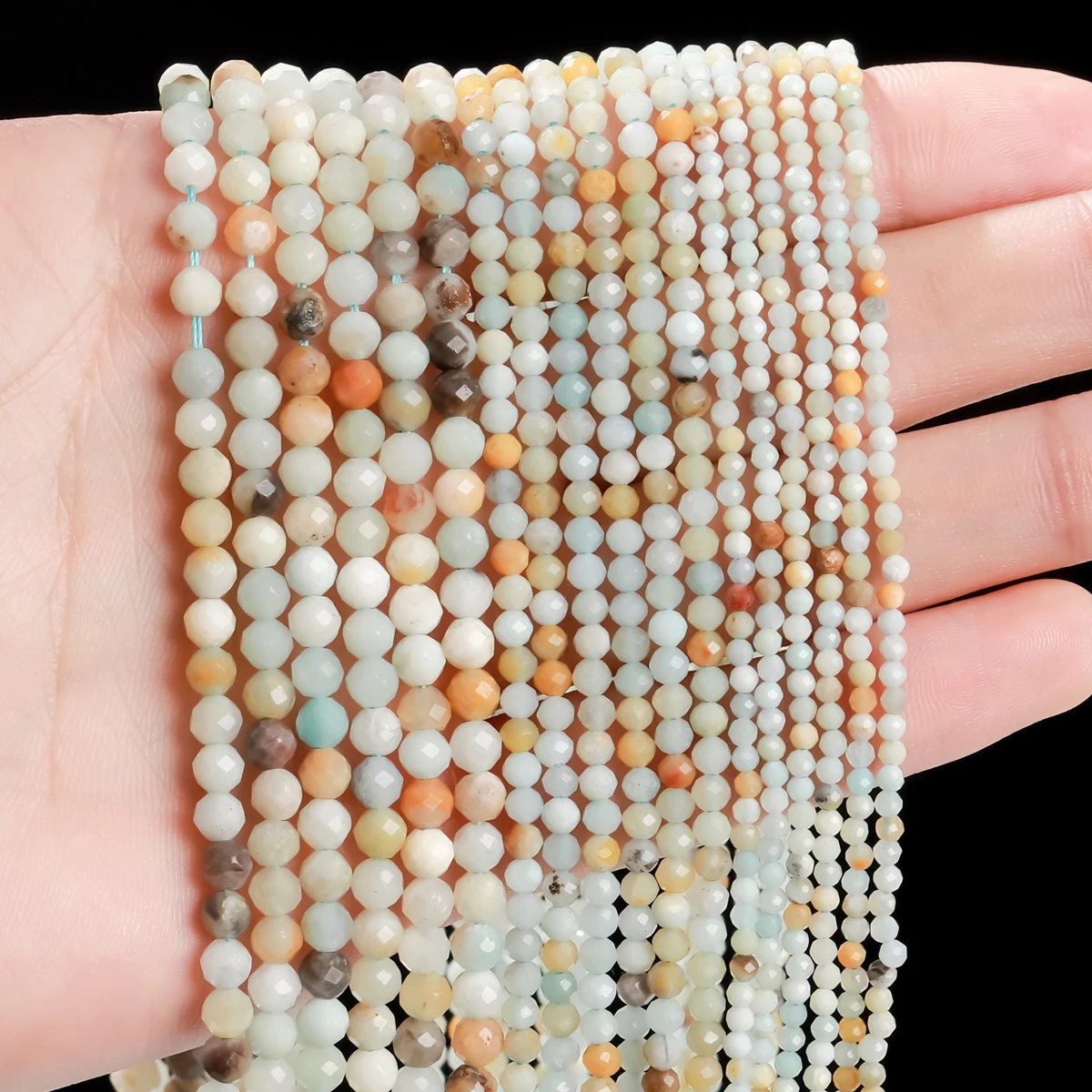 

Natural Small Faceted Amazonite Beads 2 3 4mm Loose Spacer Seed Gems Bead for Jewelry Making Diy Necklace Bracelet Accessory