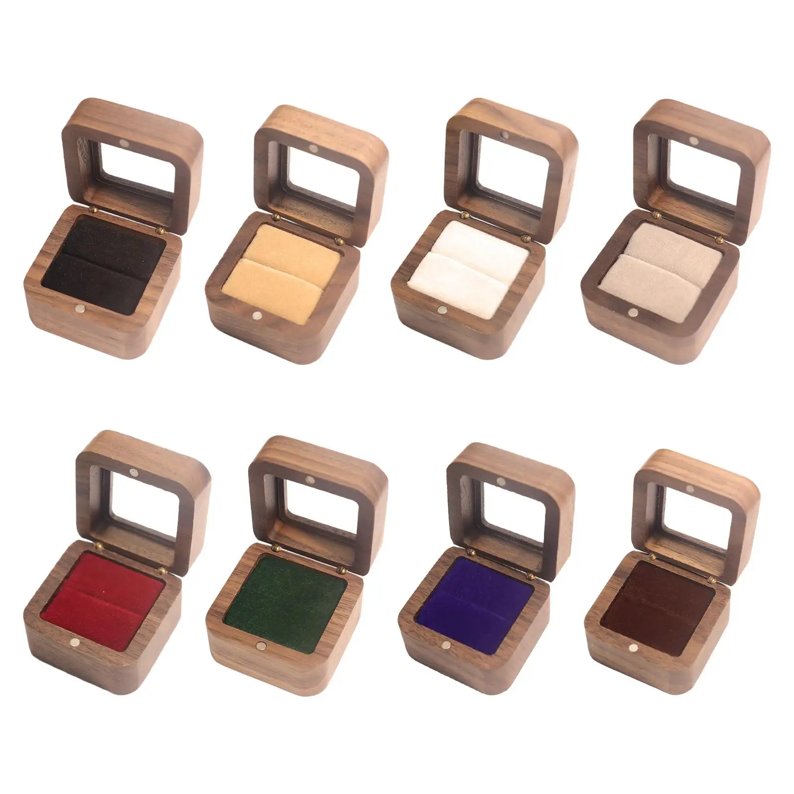 صندوق خاتم خشبي صندوق هدايا صندوق عرض حلقي مربع صندوق خاتم الزواج صندوق مجوهرات #2