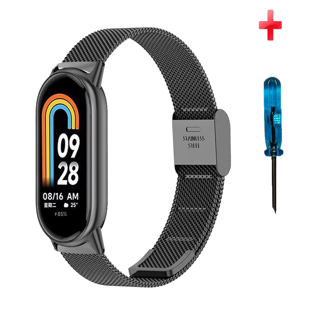 For Mi band  Xiaomi bracelet 8/NFC metal strap band  miband 8 Replace the strap replaceable bracelet  stainless steel strap