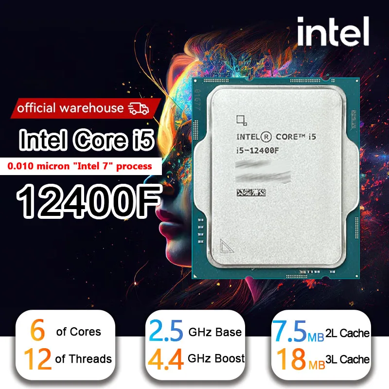 Intel Core i5-12400F New  i5 12400F 2.5 GHz 10NM L3=18M 65W LGA 1700