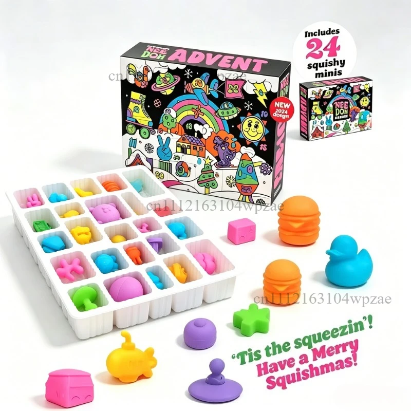 2026 NeeDoh Adventskalender Geschenk für Kinder 24 Tage 3D PVC-Puppen Countdown Weihnachten 2026 Neujahr Überraschungsgeschenke – Detail 2