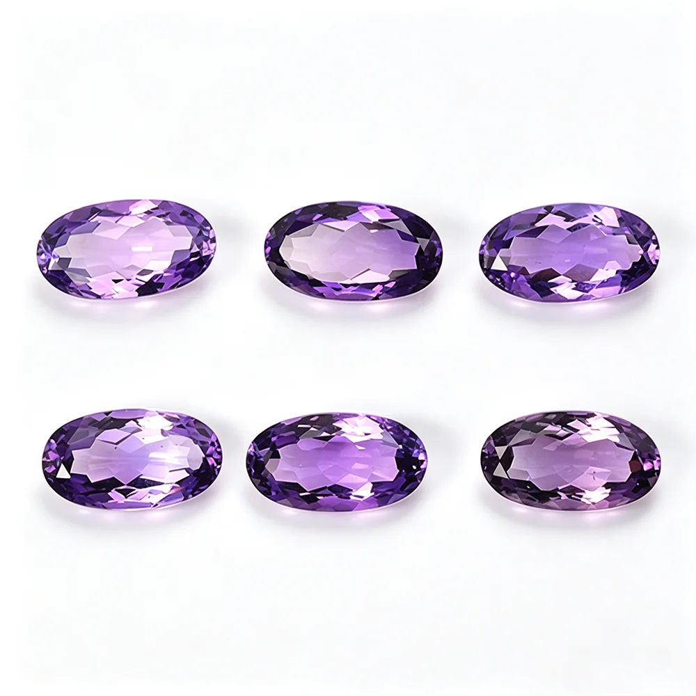 50pcs 20pcs Lot Eye Clean Amethyst 3x4mm-9x11mm Oval Facet Cut 100% Authentic Natural Loose Gemstone For Jewelry Making