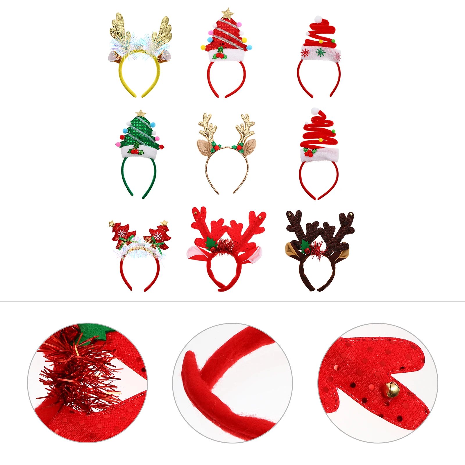 

Набор из 9 рождественских ободков для волос для девочек и женщин: элегантные праздничные головные уборы с блестящим дизайном, удобные для ношения