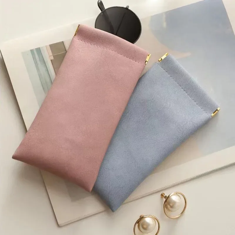 

4 Color Soft Leather Reading Glasses Bag Case Waterproof Solid Sun Glasses Pouch Simple Eyewear Storage Bags Eyewear Accessories