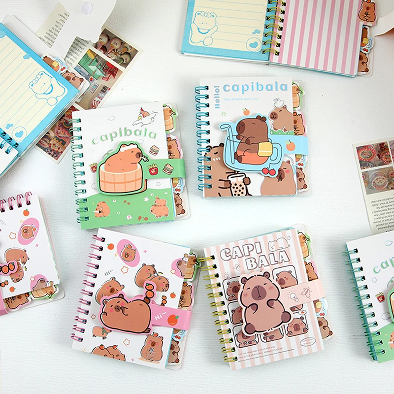 Cute Capybara Coil Book A7 Loose-Leaf Notebook Notepad Learn Stationery Planner Diary Weekly Planner School Supplies Gifts