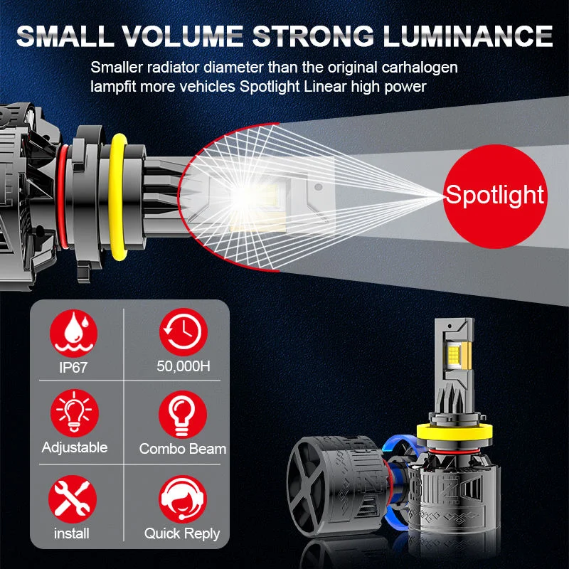 T200 120 واط 12000LM الأبيض مصباح إضاءة للغاية شعاع واحد H3 H7 Led المصابيح الأمامية 9005 9006 سيارة العلوي T200 Led نظام المصباح