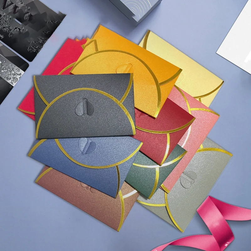 Buste per carte regalo da 50 pezzi con buste con fibbia d'amore con bordo dorato per biglietti per appunti, matrimonio verde scuro