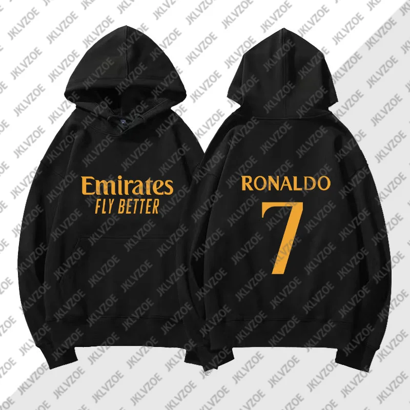 Ronaldo Number 7 Print Fashion Sweatshirts Autumn Winter Comfortable Pullover Boys Girl Comfortable Cotton Hooded Unisex Hoodies