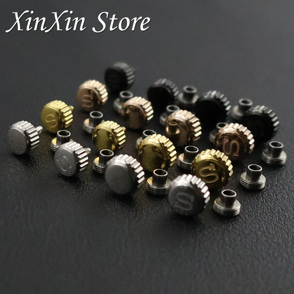 Screw-in NH35 Watch Parts Log Case Crown S Watch Crown Engraved Signed 'S' Fits NH34 NH35 NH36 Movement Include Crown Tube Stem